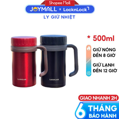 Ly giữ nhiệt inox LocknLock LHC9002 500ml, basic table mug, có tay cầm - Hàng Chính Hãng - JoyMall