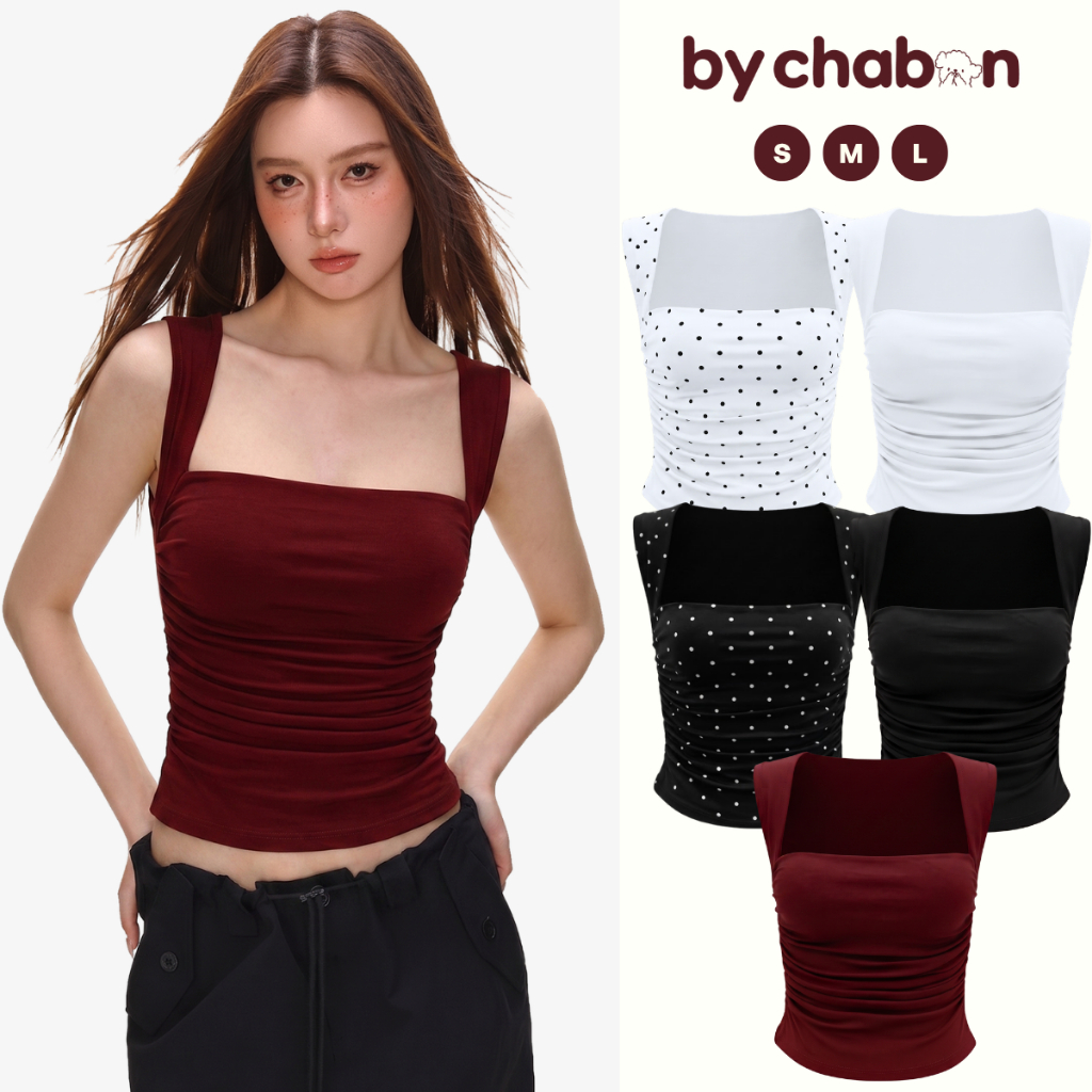 Áo Thun Viền Vai Sát Nách Kiểu Cổ Vuông Cúp Ngực Ôm Eo By ChaBon CB04