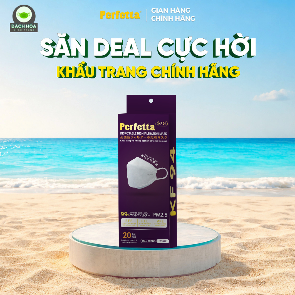 Khẩu Trang KF94 Phong Cách Hàn Quốc - Chính Hãng Perfetta KF94 (20 cái/hộp), Lọc Bụi Min PM 2.5
