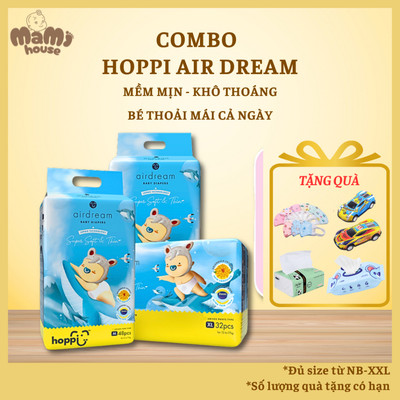 [ DEAL KÈM QUÀ] Tã - Bỉm Hoppi Airdream siêu mềm mỏng size L Dán 40 Miếng cho bé 9-14kg - A22