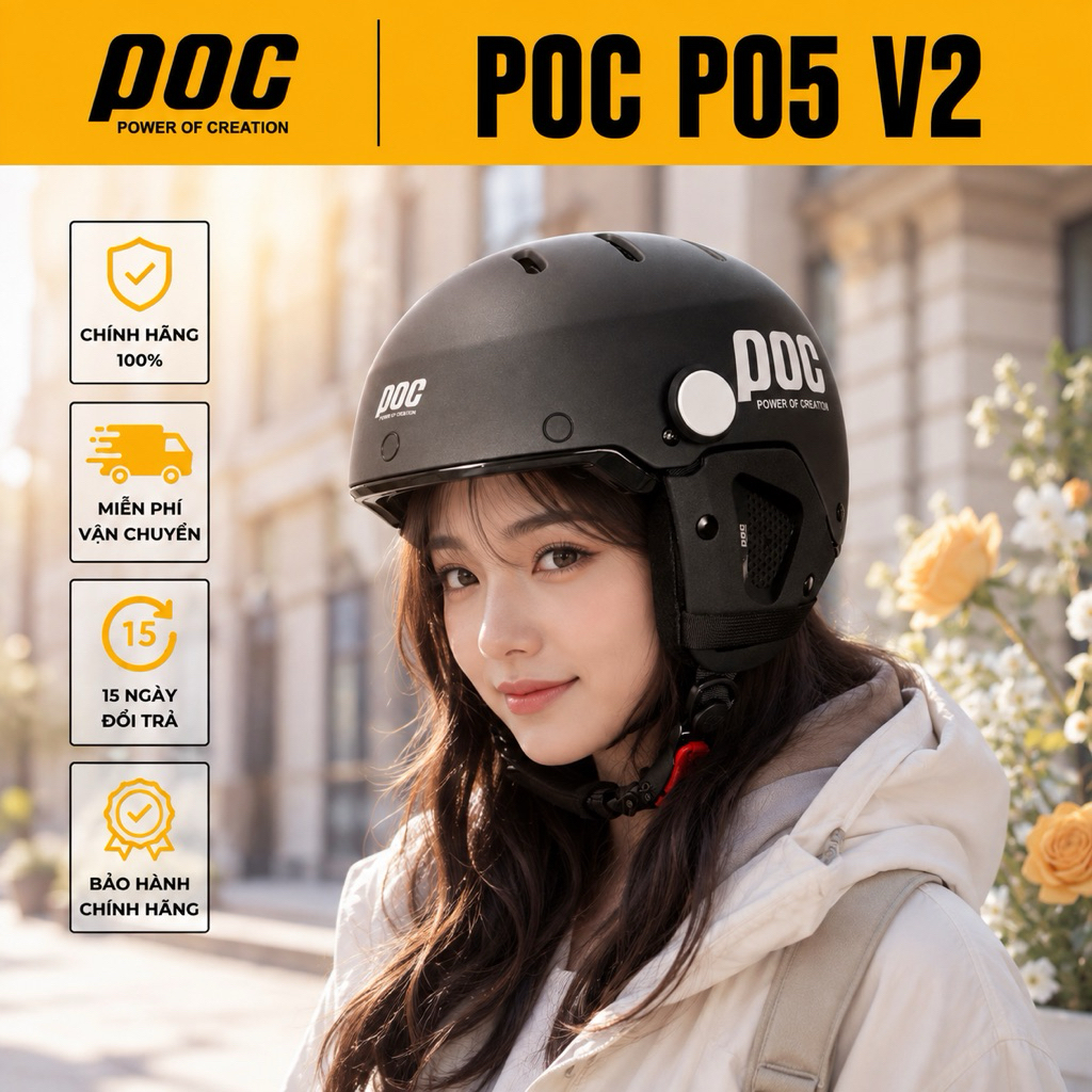 POC P05 V2 Mũ Bảo Hiểm 1/2 Chính Hãng | Kính P05 V2 | Tự Do Phối Phong Cách | Thông Gió 10 Khe | Khóa Microlock