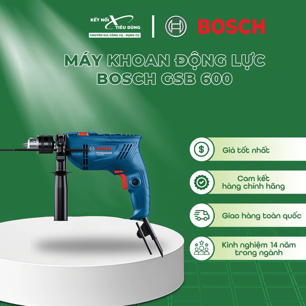 Máy khoan động lực 600W Bosch GSB 600 SET 100 Món Kết Nối Tiêu Dùng