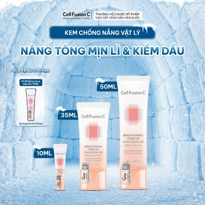Kem Chống Nắng Nâng Tone Cell Fusion C Hỗ Trợ Kiềm Dầu Brightening Tone Up Sunscreen 100 SPF50+ PA++++