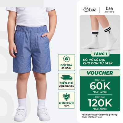 Quần short kaki bé trai cho bé trai kiểu dáng basic từ 1- 10 tuổi Baa Baby -QU04N