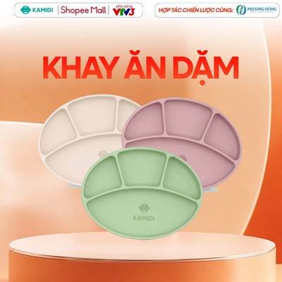 Khay Ăn Dặm Kamidi Silicone Cao Cấp, Khay Ăn Dặm Cho Bé Chống Đổ Chịu Nhiệt Tốt