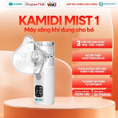 Máy Xông Mũi Họng Kamidi Mist 1 Máy Xông Khí Dung Cho Bé Phun Sương Siêu Mịn Hỗ Trợ Các Bệnh Lý Về Hô Hấp