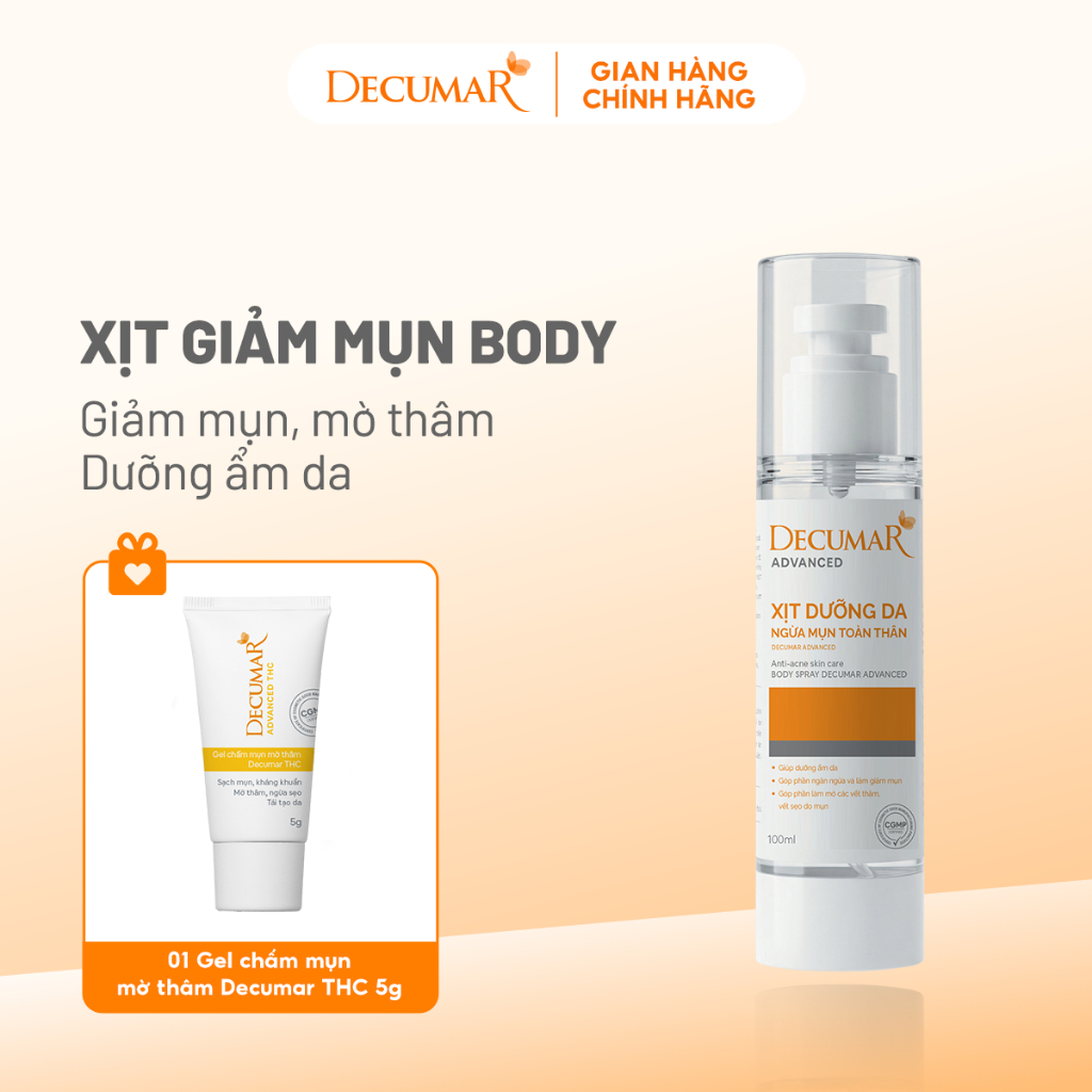 [VHL x Decumar] Xịt dưỡng da ngừa mụn toàn thân Decumar Advanced 100ml XDA02