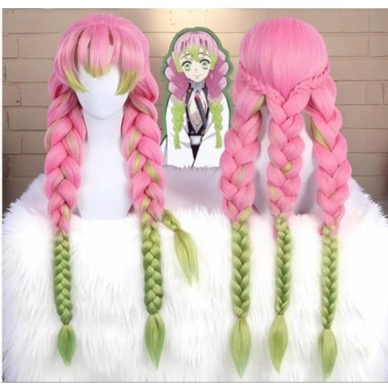 [sẵn] Wig/tóc giả cosplay Kanroji Mitsuri (luyến trụ) - Kimetsu no yaiba màu hồng xanh lá [Miu Cospl
