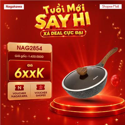 Chảo nhôm chống dính 28cm Nagakawa NAG2854, sử dụng được trên mọi loại bếp, bảo hành chính hãng