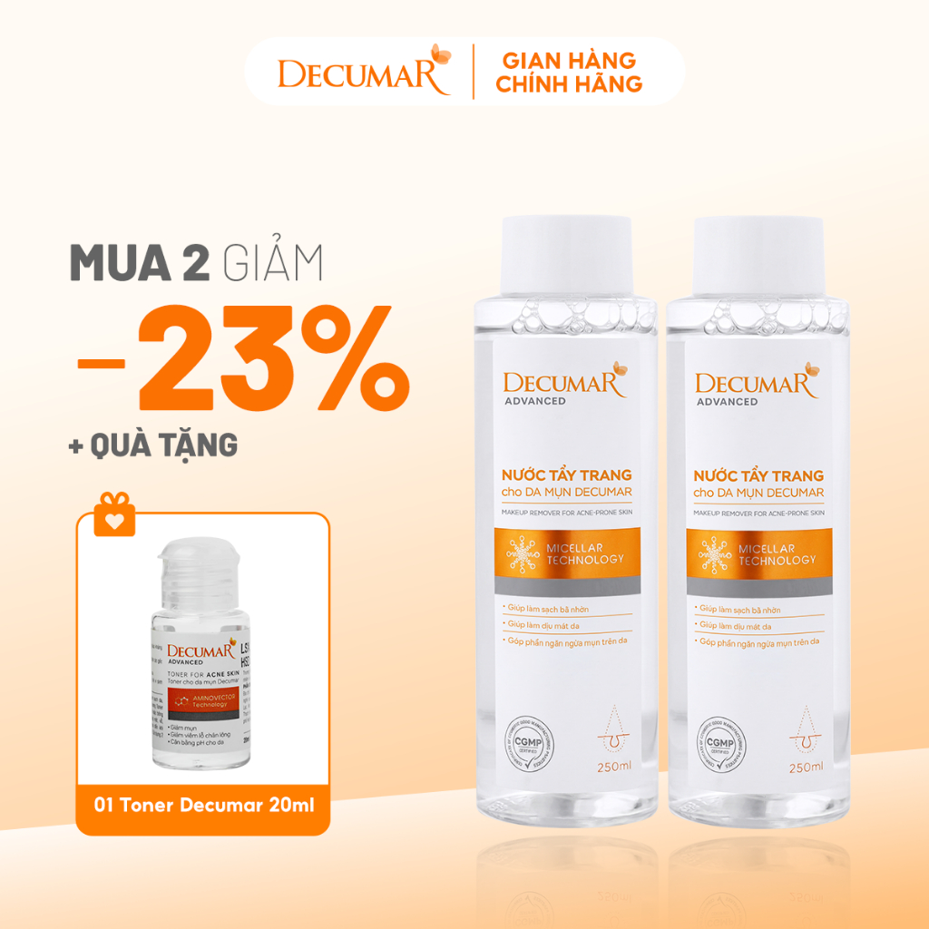 [VHL x Decumar] Combo 02 Toner cho mụn Decumar Advanced 150ml Tặng 01 Gel rửa mặt Decumar ProMax 50g