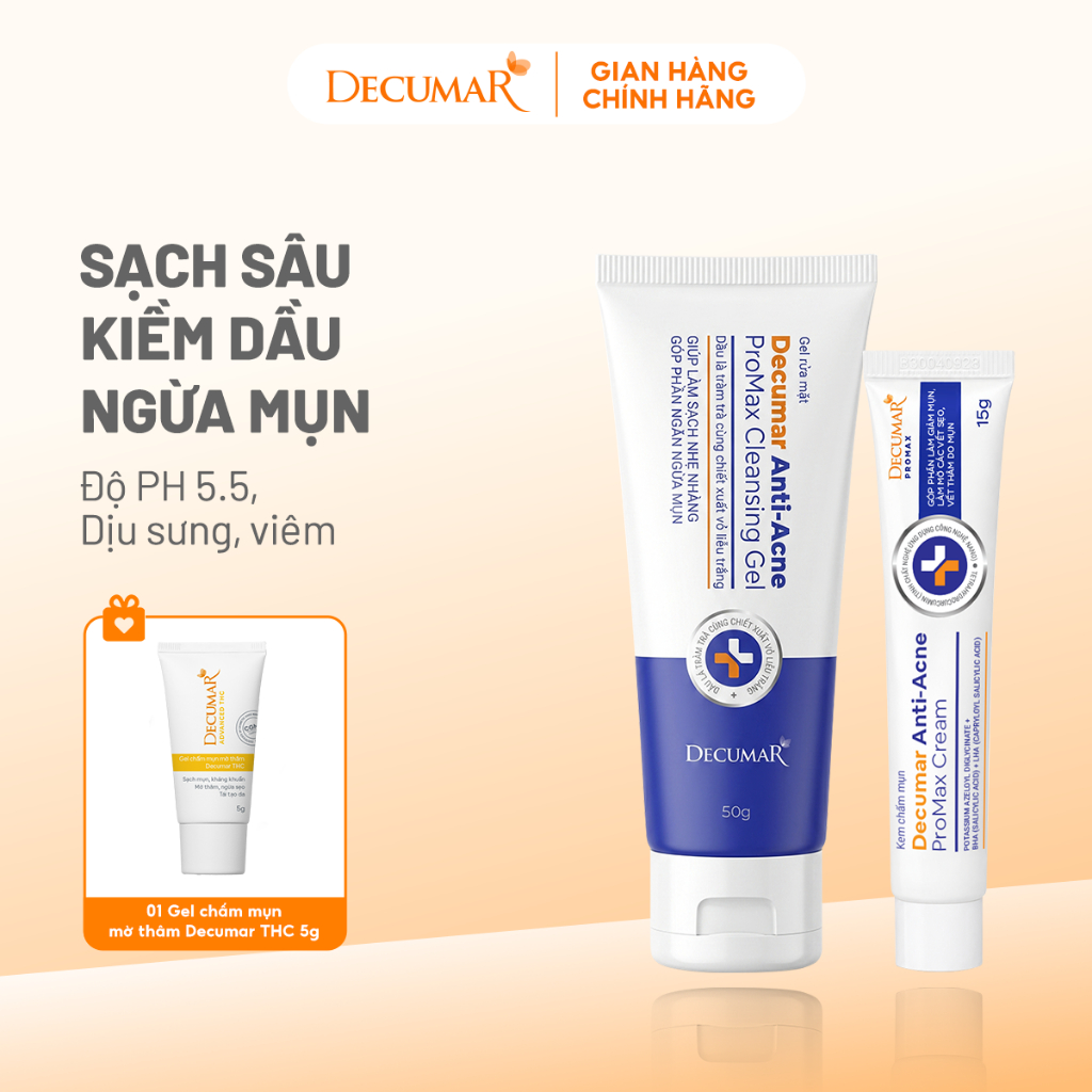 [VHL x Decumar] Combo 01 Kem chấm mụn 15g + 01 Gel rửa mặt 50g Decumar ProMax (DPM01+DPG02)