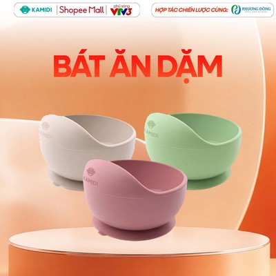 Bát Ăn Dặm Kamidi Chất Liệu Silicon Cao Cấp An Toàn Cho Bé, Bát Ăn Dặm Cho Bé Chống Đổ Chịu Nhiệt Tốt