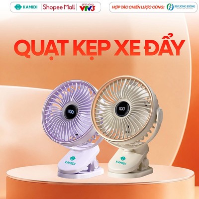 Quạt Tích Điện Mini Kamidi Quạt Kẹp Xe Đẩy Tích Điện Cho Bé