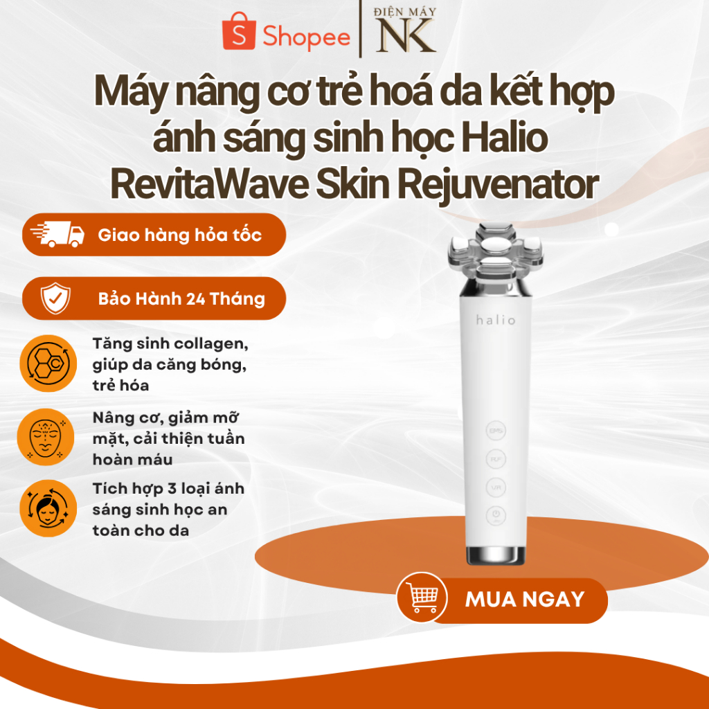 Máy nâng cơ giảm mỡ mặt & trẻ hoá da kết hợp ánh sáng sinh học Halio RevitaWave Skin Rejuvenator