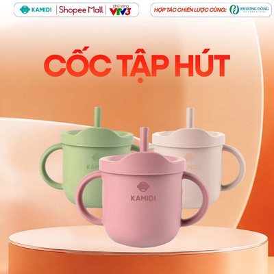 Cốc Tập Uống Kamidi Chất Liệu Silicon Cao Cấp Chống Đổ Chống Trượt An Toàn Cho Bé