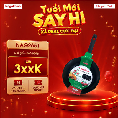 Chảo chống dính sâu lòng 26cm Nagakawa, chảo từ chống dính cao cấp NAG2651, dùng trên mọi loại bếp, bảo hành chính hãng