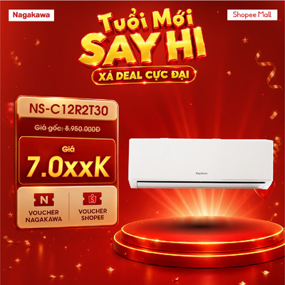 Điều hòa 1 chiều Nagakawa 12000BTU (1.5 Hp) NS-C12R2B52 - Bảo hành 2 năm