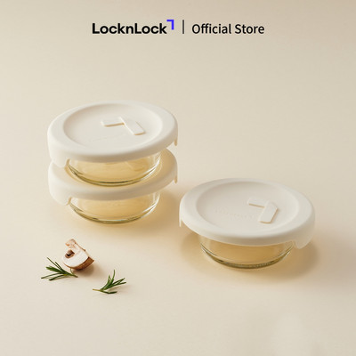 Bộ 3 hộp thủy tinh đựng thức ăn LocknLock LLG301S3 250ml, LLG302S3 355ml, nắp silicone, hàng chính hãng - JoyMall
