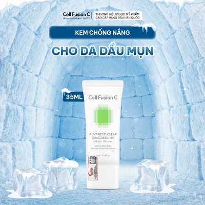 [35ML] Kem Chống Nắng Phổ Rộng Cho Da Dầu Mụn Cell Fusion C Advanced Clear Sunscreen 100 SPF50+ PA++++