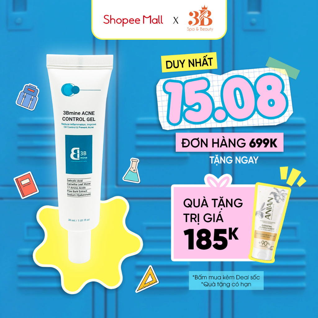 Gel Dưỡng Kiểm Soát Và Giảm Mụn 3Bmine Acne Control Gel 30ML 3B02