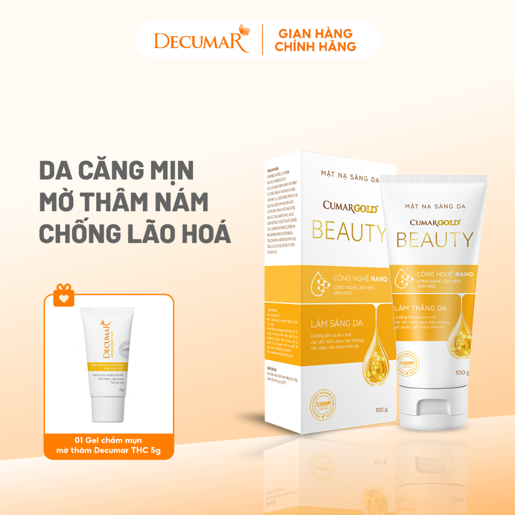 Mặt nạ sáng da CumarGold Beauty hỗ trợ mờ thâm nám, dưỡng sáng da đều màu từ nghệ Nano curcumin