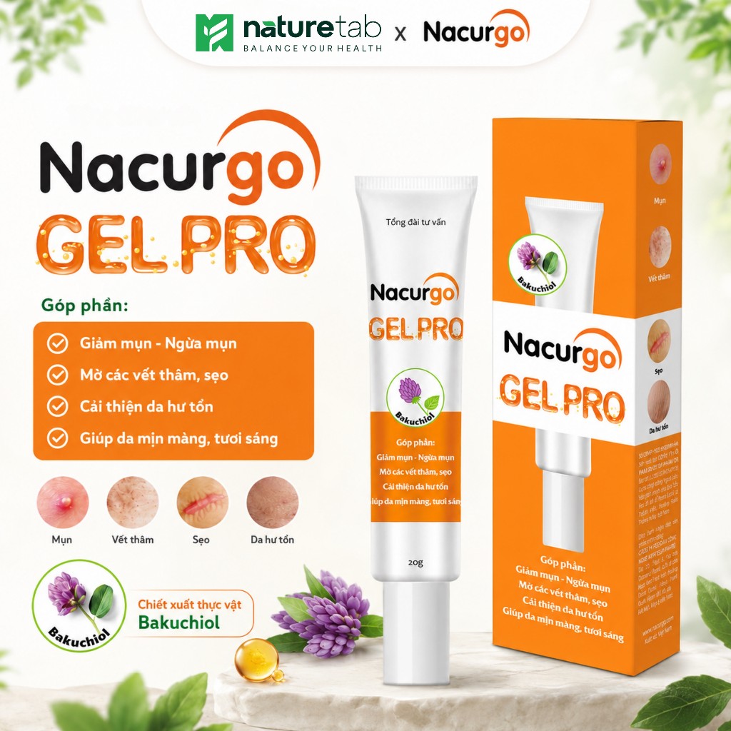 Nacurgo Gelpro 20g – Gel Chăm Sóc Da Mụn, Hỗ Trợ Làm Mờ Thâm Sẹo