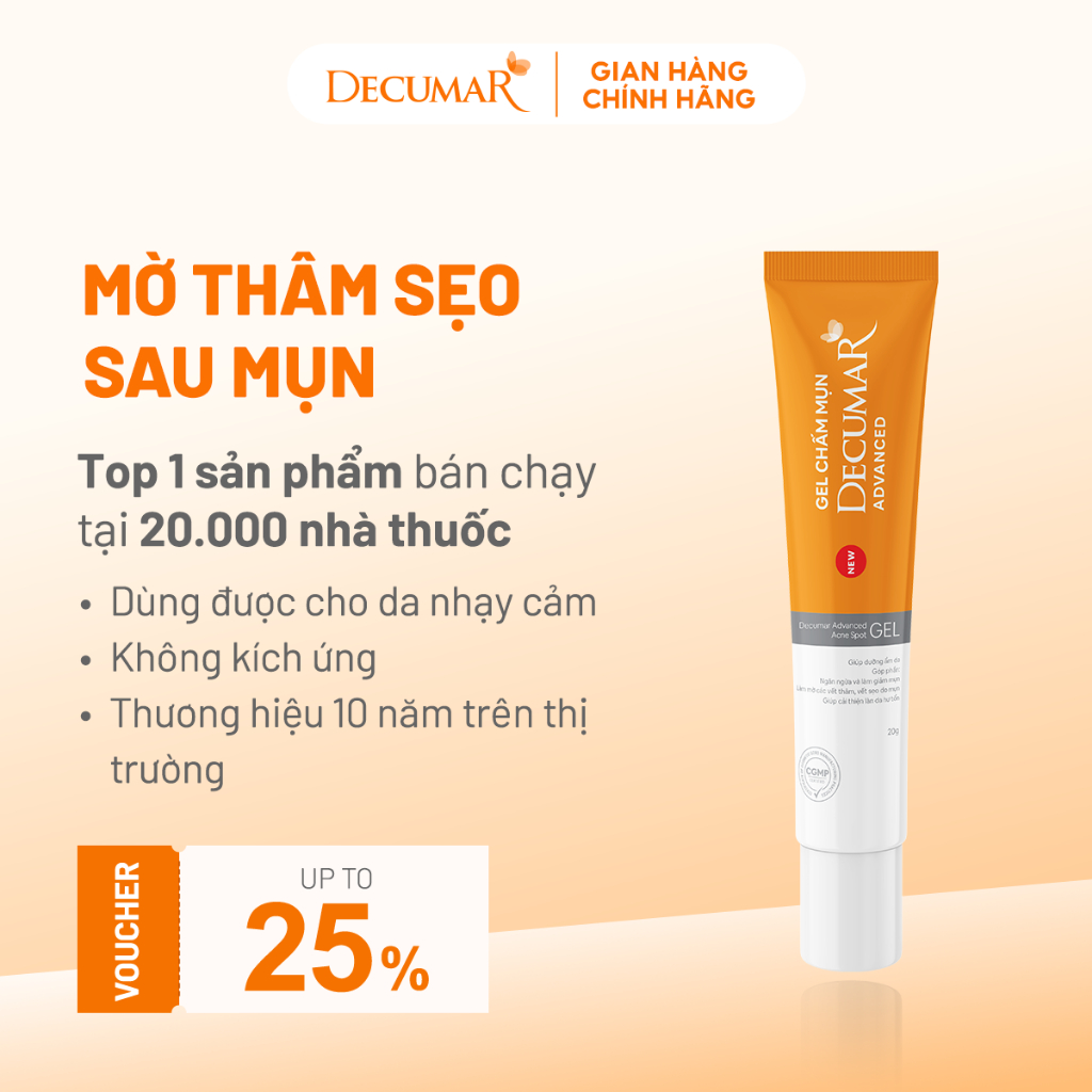 Gel chấm ngừa mụn và thâm Nano Decumar Advanced 20g, thẩm thấu nhanh không kích ứng, hiệu quả tối ưu