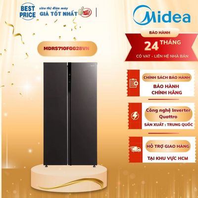MDRS710FGG28VN Tủ lạnh Midea Inverter 555 lít MDRS710FGG28VN dung tích lớn, kết nối thông minh
