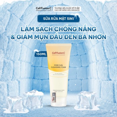 Sữa Rửa Mặt Làm Sạch Chống Nắng & Hỗ Trợ Thu Nhỏ Lỗ Chân Lông Cell Fusion C Pore Sun Cleansing Foam 150ml