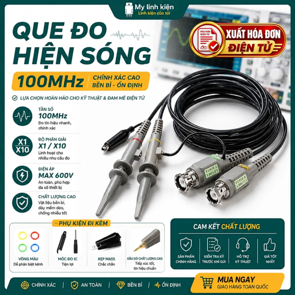 Que đo dây đo máy hiện sóng 100Mhz P6100 chính hãng chất lượng cao
