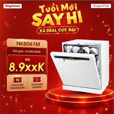 Máy Rửa Bát Nagakawa NK8D61M/NK8D01M/NMD9812 Chính Hãng Malaysia - 8 Bộ/16 Bộ - Sấy Khô Diệt Khuẩn - Bảo Hành 2 Năm