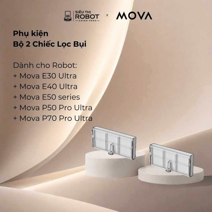 Bộ 2 Lọc Bụi Thay Thế Cho Robot Mova E30 Ultra, E40 Ultra, E50, P50 Pro Ultra, P70 Pro Ultra