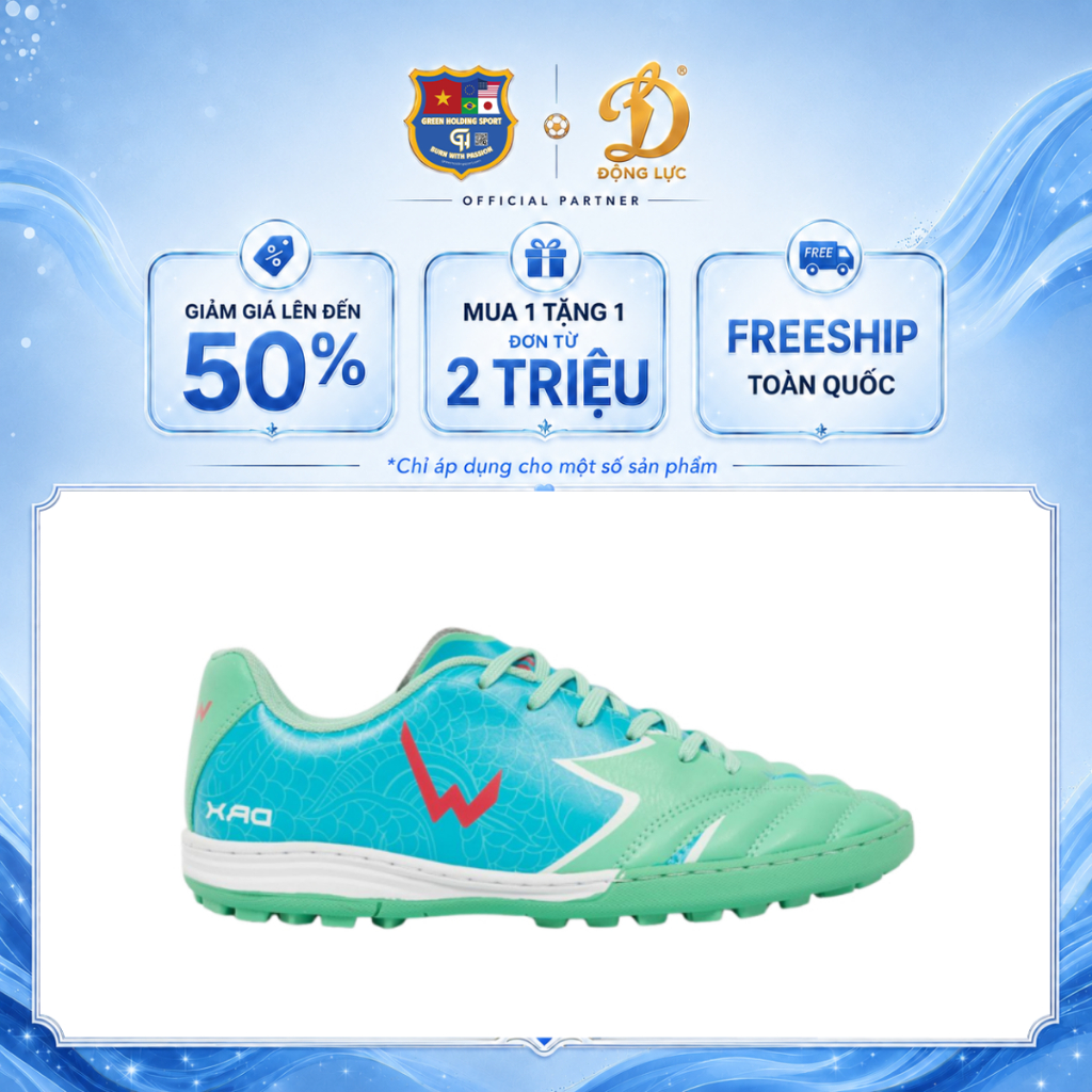 Giày Đá Bóng Wika DragonX Hoàng Đức Chính Hãng, Da Microfiber Ôm Chân, Đế TF Wi-spin Bám Sân Cỏ Nhân