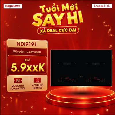 Bếp từ đôi Nagakawa NDI9191 / NDI9192 / NDI9193 / NDI9194 / NDI9195 / NDI9196, bảo hành 5 năm, made in Malaysia