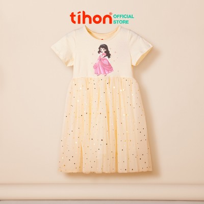 Đầm công chúa TIHON cao cấp váy dáng xòe phối voan kinh tuyến bồng bềnh cho bé đi tiệc VCC0744274