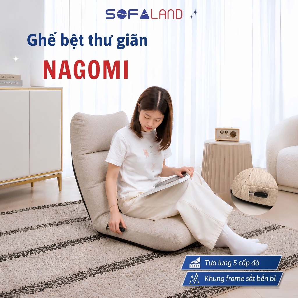 Ghế bệt tựa lưng Nagomi (SofaLand) ghế ngồi tựa lưng điều chỉnh 5 cấp độ, thiết kế nhỏ gọn, tối giản