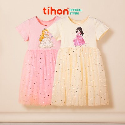 Váy công chúa TIHON cao cấp đầm dáng xòe phối lưới kim sa bồng bềnh lấp lánh siêu xinh VCC0744274