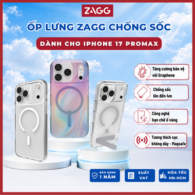 [iPhone 17 Pro Max] Ốp lưng chống sốc ZAGG bằng Graphene bền chắc, hỗ trợ sạc MagSafe, hạn chế ó vàng, bảo hành 1 năm