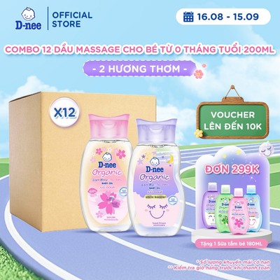 Combo 12 Dầu massage cho bé sơ sinh từ 0 tháng tuổi trở lên giúp da bé mịn màng 200ml - 2 Hương thơm