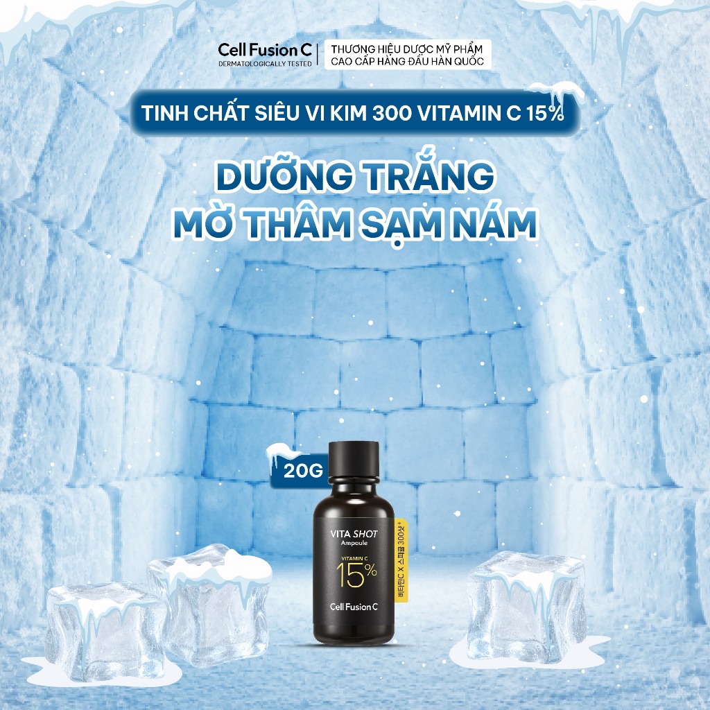 [30 NGÀY] Tinh Chất Vi Kim 300 Vitamin C 15% Dưỡng Trắng Mờ Thâm Sạm Cell Fusion C Toning C Vita Sho
