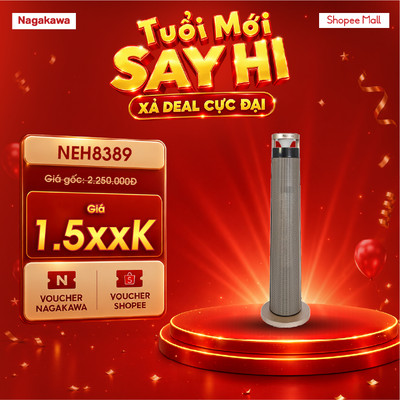 Máy sưởi gốm Nagakawa NEH8389, công suất 2000w, màn hình cảm ứng, tự động ngắt khi quá nhiệt