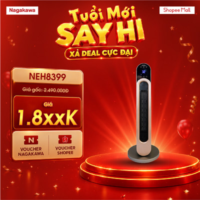 Máy sưởi gốm 2200W Nagakawa NEH8399, tỏa nhiệt nhanh, chạy êm ái, bảo hành 12 tháng