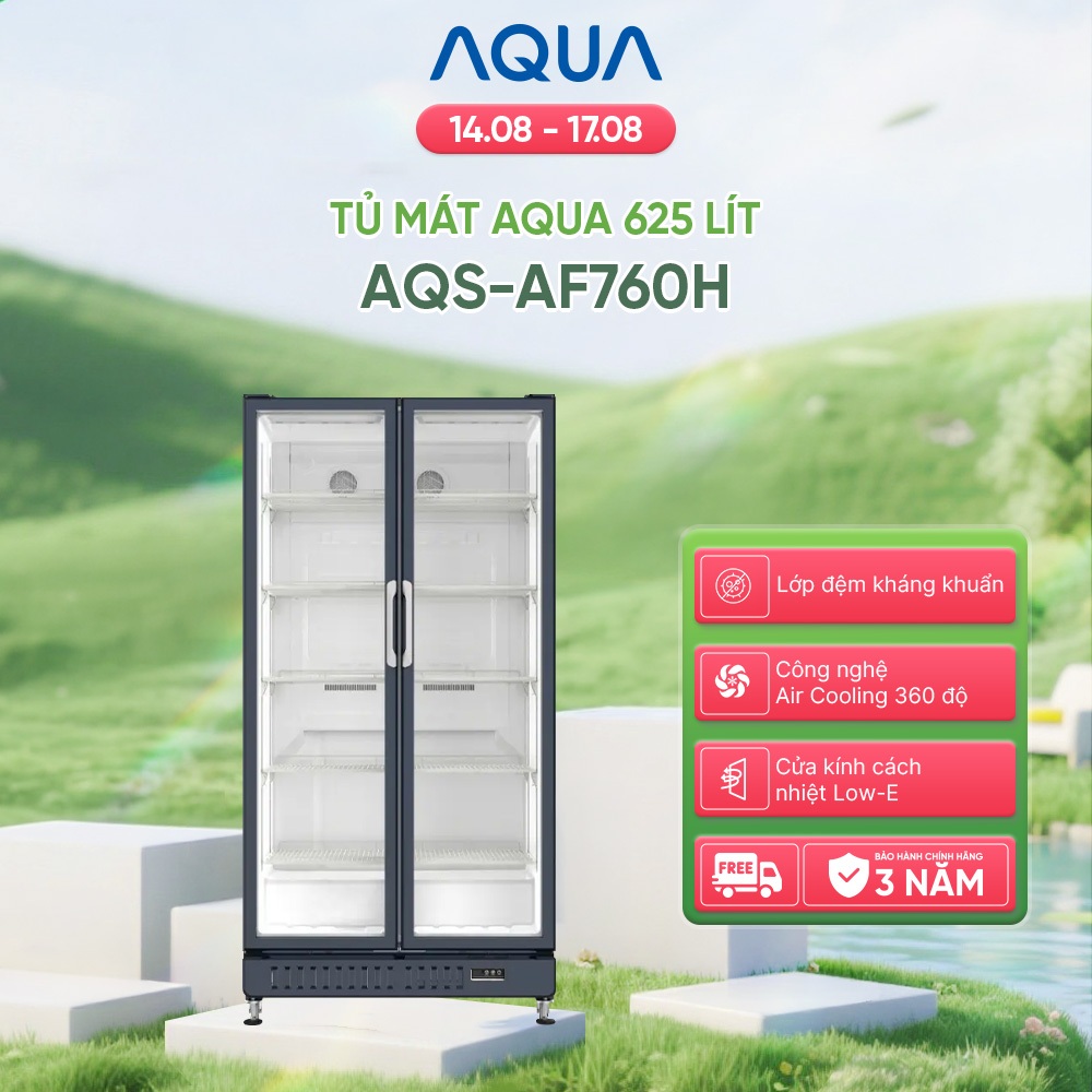 [SẢN PHẨM MỚI 2025] Tủ mát AQUA 625 lít AQS-AF760H - Làm lạnh 360 độ - 5 ngăn mát - Freeship