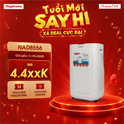 Máy hút ẩm 16L Nagakawa NAD8556, diện tích 25-30m, bảo hành tại nhà 2 năm