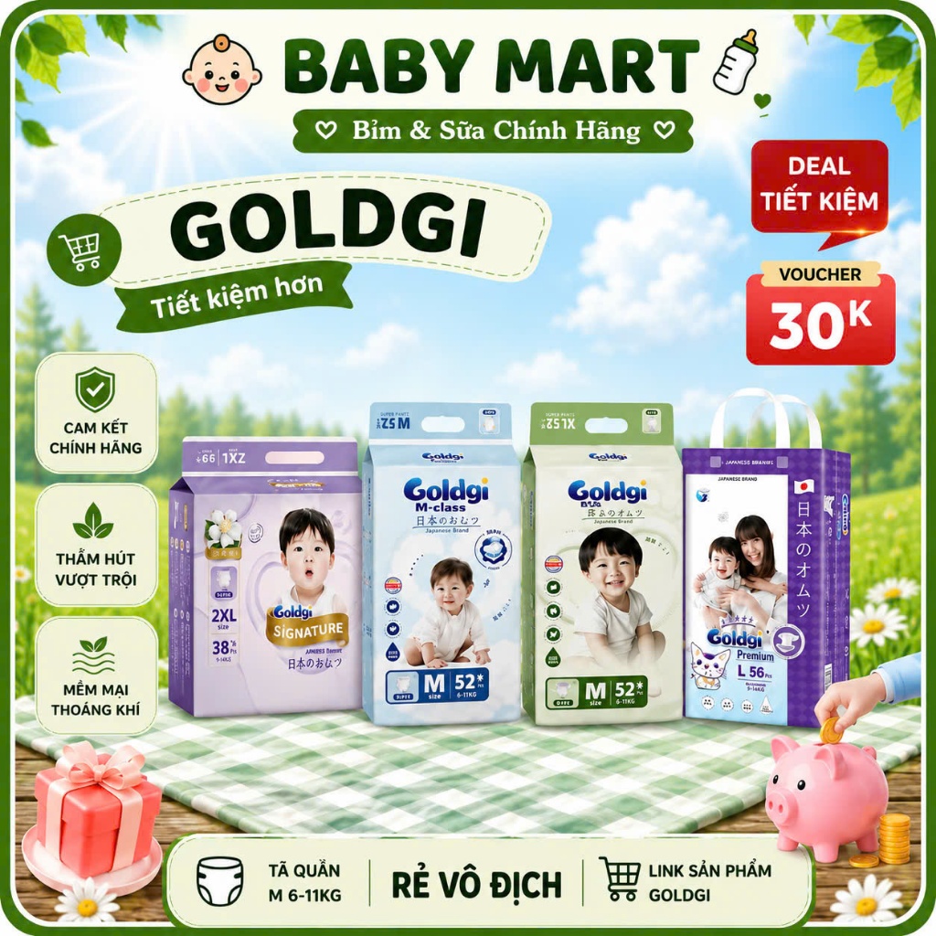 [SIÊU RẺ] Tã Bỉm Goldgi Signature, Goldgi Premium, Goldgi M-Class Chính Hãng lựa chọn của mẹ, yên tâ