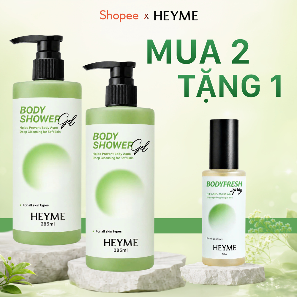 Combo 2 Sữa tắm hỗ trợ giảm mụn lưng, mụn cơ thể HEYME 285ML - Heyme BodyShower Gel