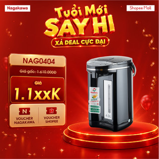 Bình thủy điện nagakawa 4l 750w đun sôi nước và giữ nhiệt nag0404, bảo hành 12 tháng