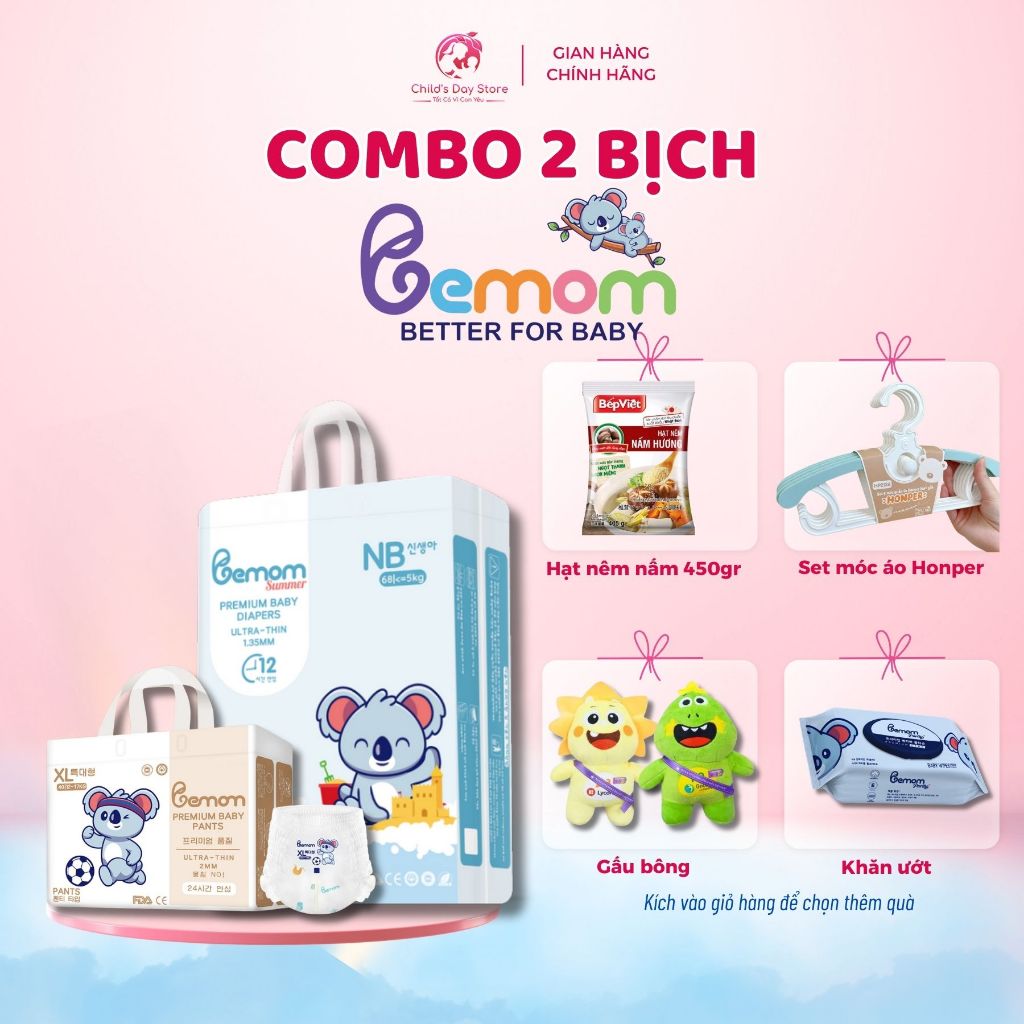 (Tặng Quà) COMBO 2 bịch Bemom Summer/ Bemom Plus Hàn Quốc Quần/Dán Đủ Size. Childs Day Store