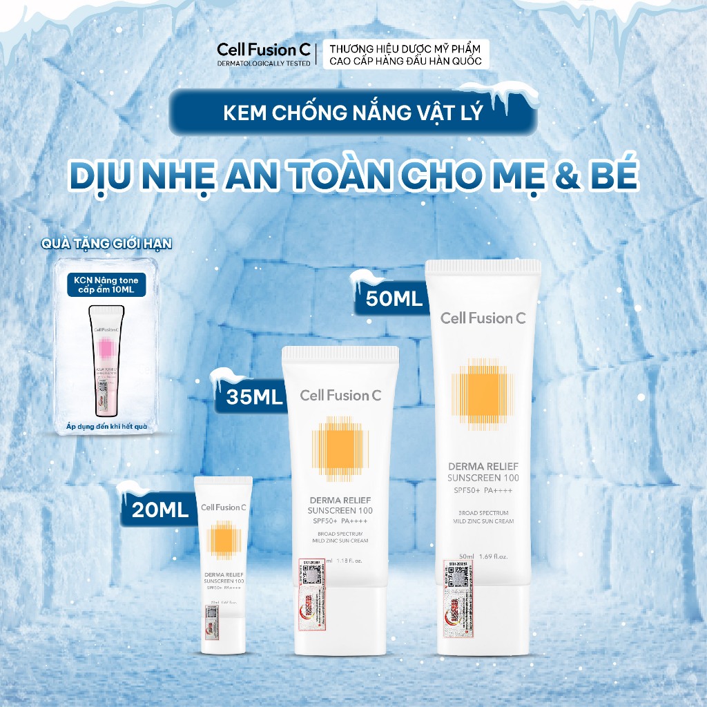 Kem Chống Nắng An Toàn Cho Mọi Loại Da Cell Fusion C Derma Relief Sunscreen 100 SPF50+ PA++++