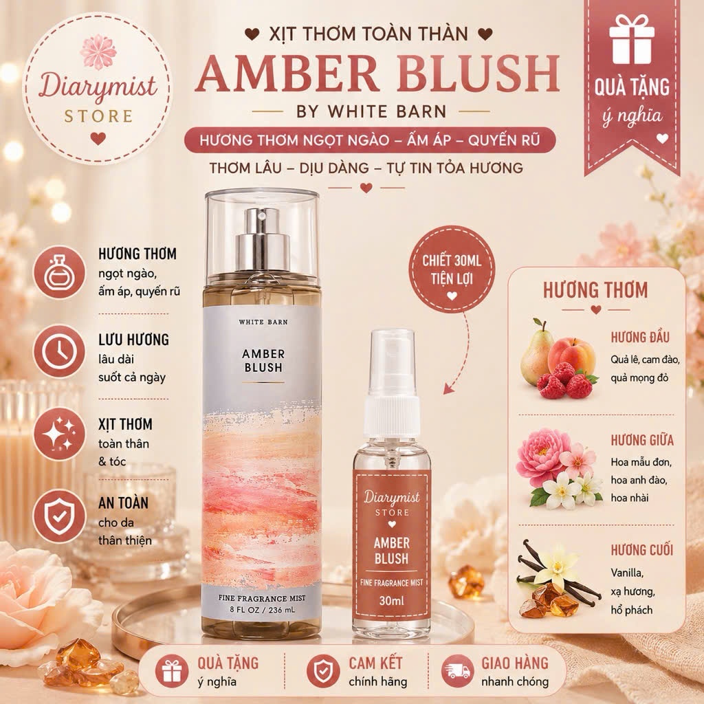 𝐃𝐢𝐚𝐫𝐲𝐦𝐢𝐬𝐭.𝐬𝐭𝐨𝐫𝐞  Xịt Thơm Toàn Thân Bath And Body Works - Amber Blush